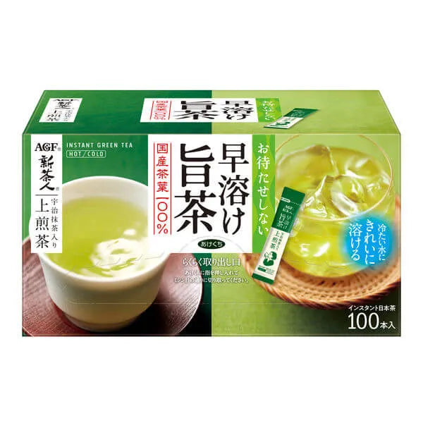 [Cold brew available] Ajinomoto AGF "Shinchajin" quick-melting umami tea Uji matcha-filled Sencha stick 1 box (100 pieces)