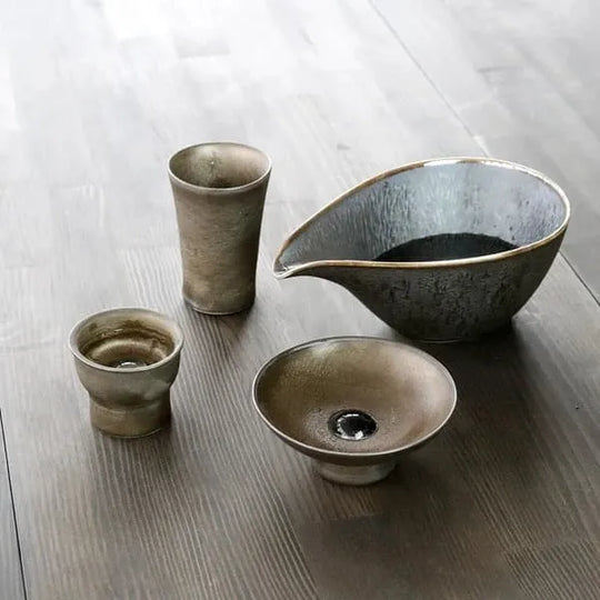 Bronze Sake Cup.Minoyaki, Made in Japan.