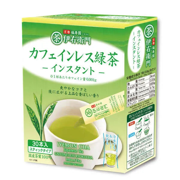 [Cold brew available] Uji no Tsuyu Seicha Iyemon Decaffeinated Green Tea Stick 1 box (30 pieces)