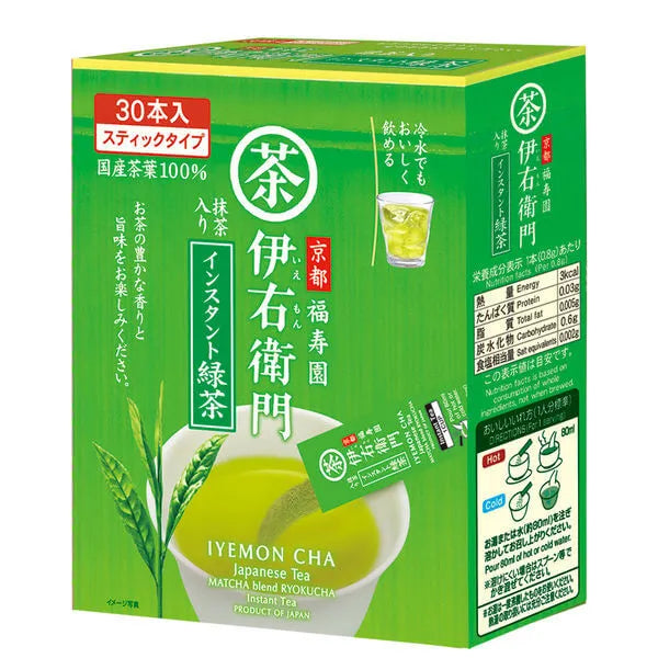 [Cold brew available] Uji Rouseicha Iyemon Instant Green Tea Sticks with Matcha 1 box (30 sticks)