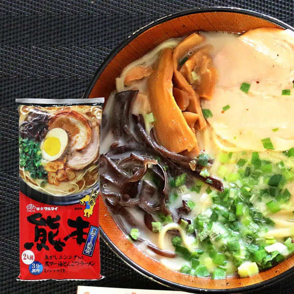 Tonkotsu ramen with burnt garlic and ma-yu