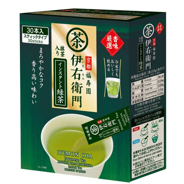 [Cold brew available] Uji no Tsuyu seicha Iyemon carefully selected flavor instant green tea with matcha 1 box (30 pieces)